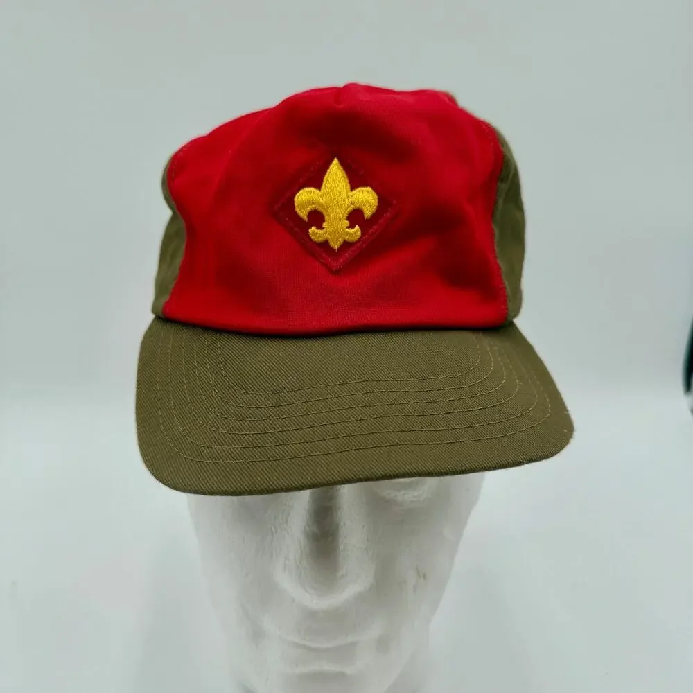 Vintage Boy Scouts of America Red & Olive Green Cap‎ Snapback Medium/Large